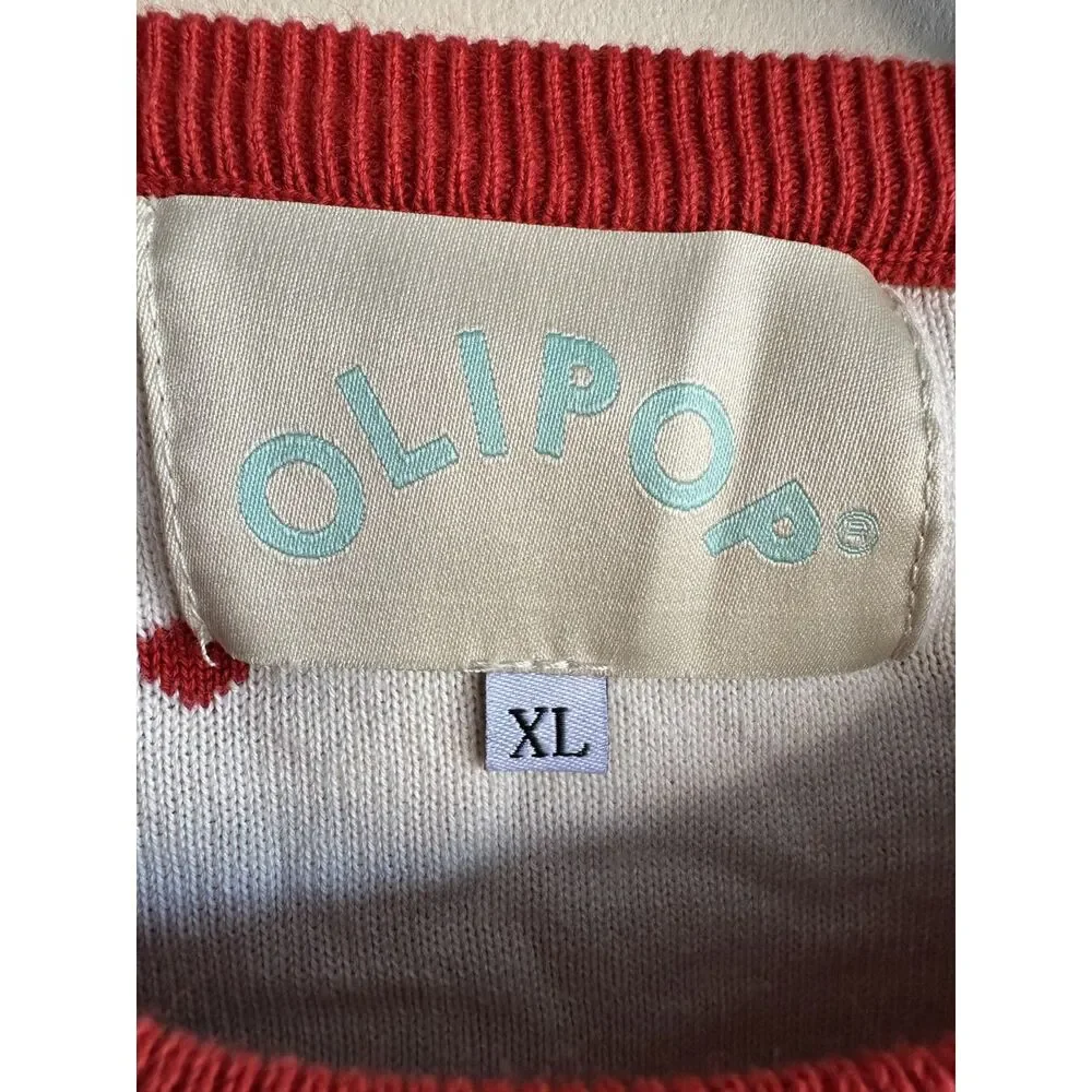 OLIPOP Christmas Yeti Ugly Holiday Sweater Red White XL
